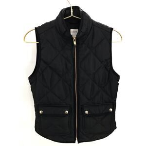 J. Crew Factory Women's Black Full Zip Quilted Vest Size XXS